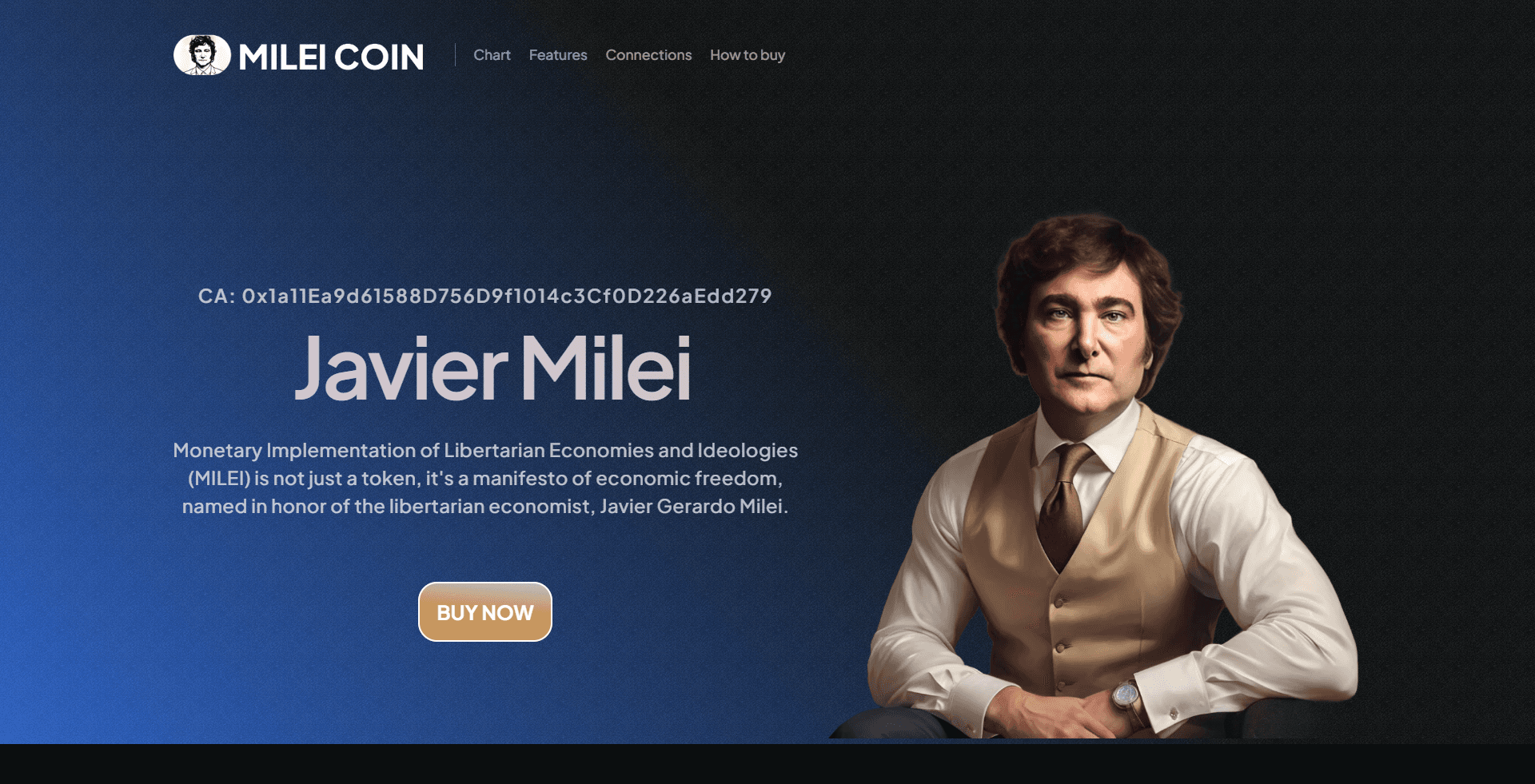 Coin Milei — Framer, TradingView — projekt zrealizowany przez Mainly