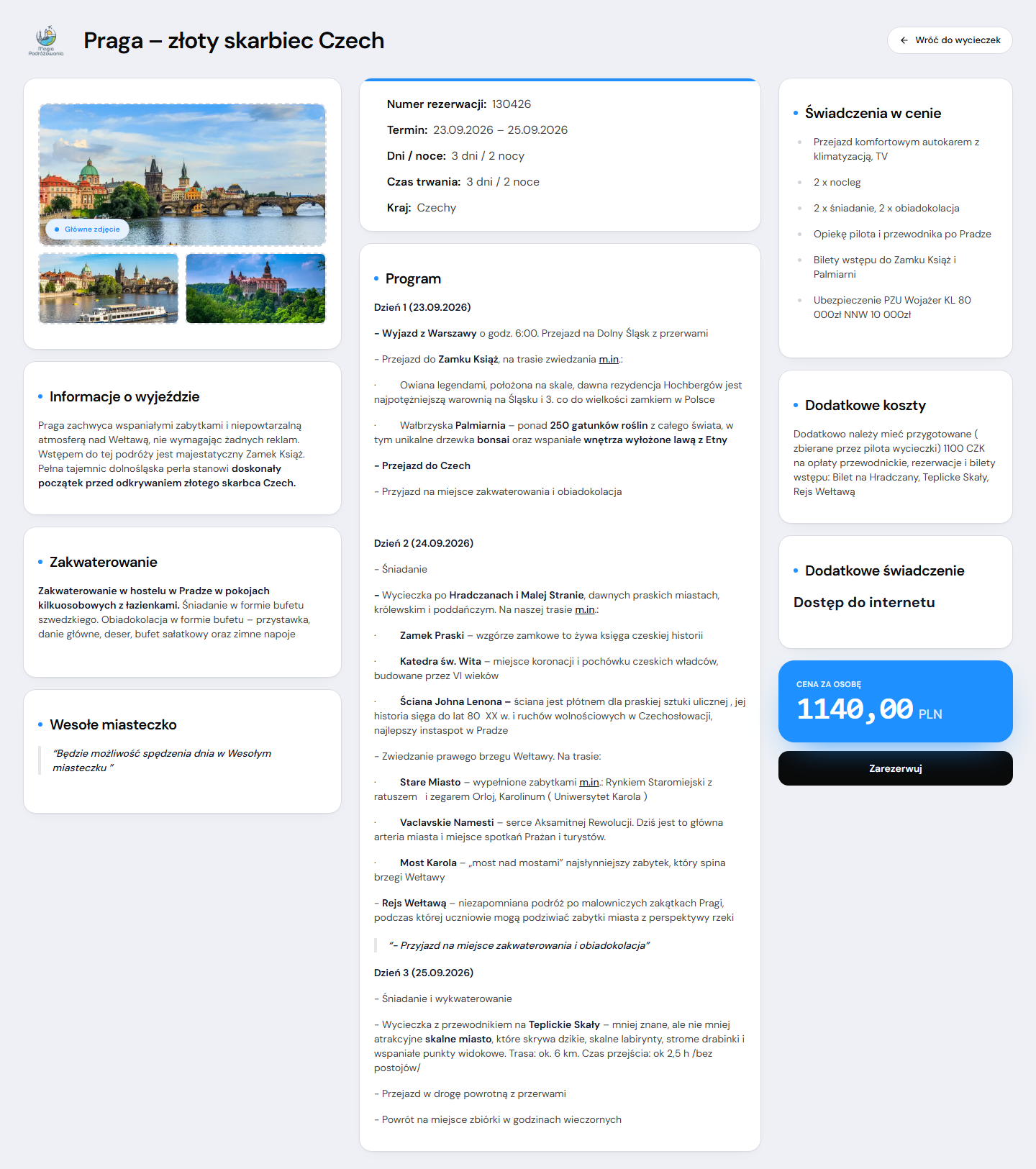 Publiczna strona oferty wycieczki Magia Podróżowania - program, zakwaterowanie, świadczenia i cena