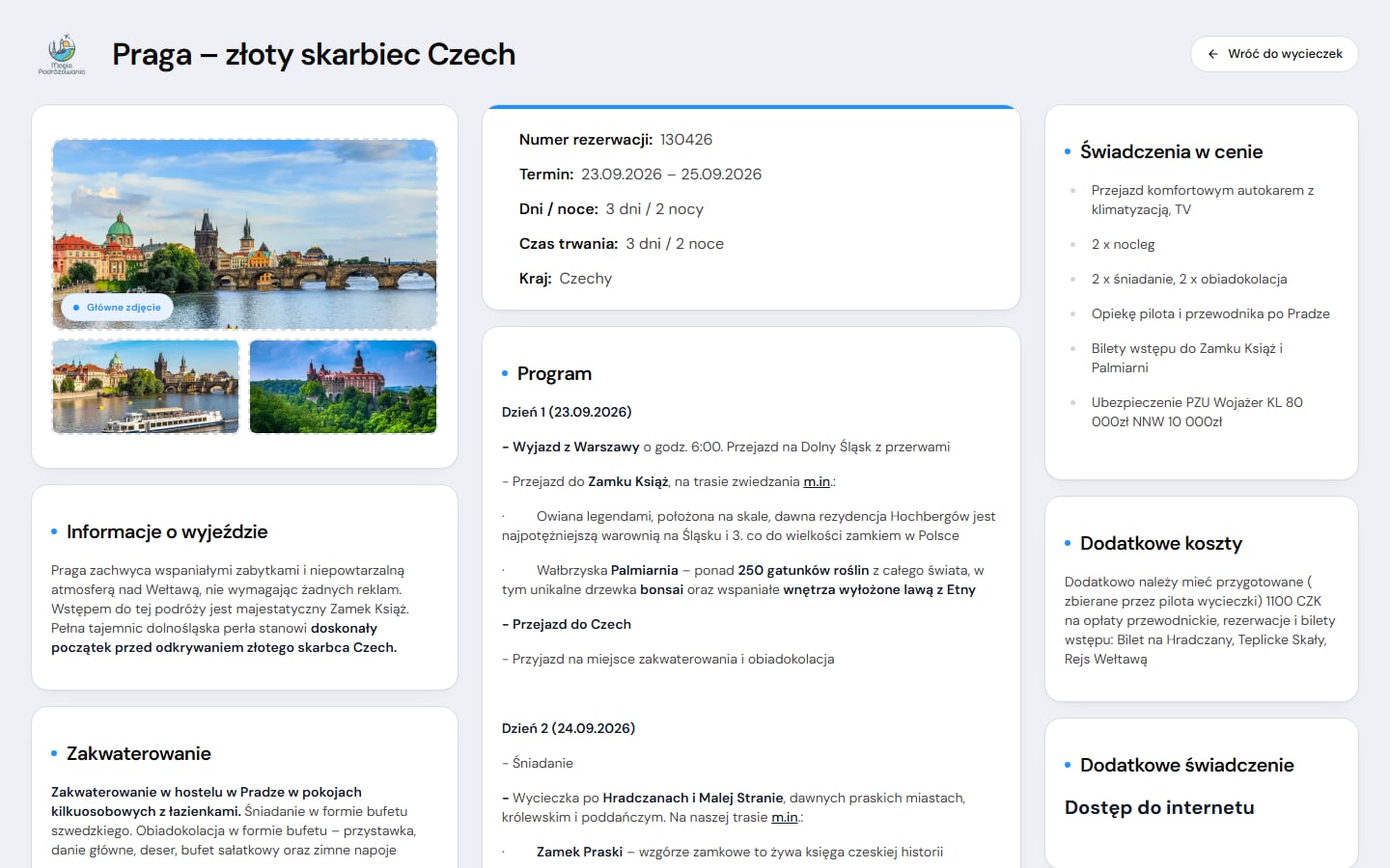 Panel organizatora Magii Podróżowania z listą uczestników i statusem płatności